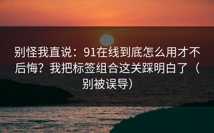 别怪我直说：91在线到底怎么用才不后悔？我把标签组合这关踩明白了（别被误导）
